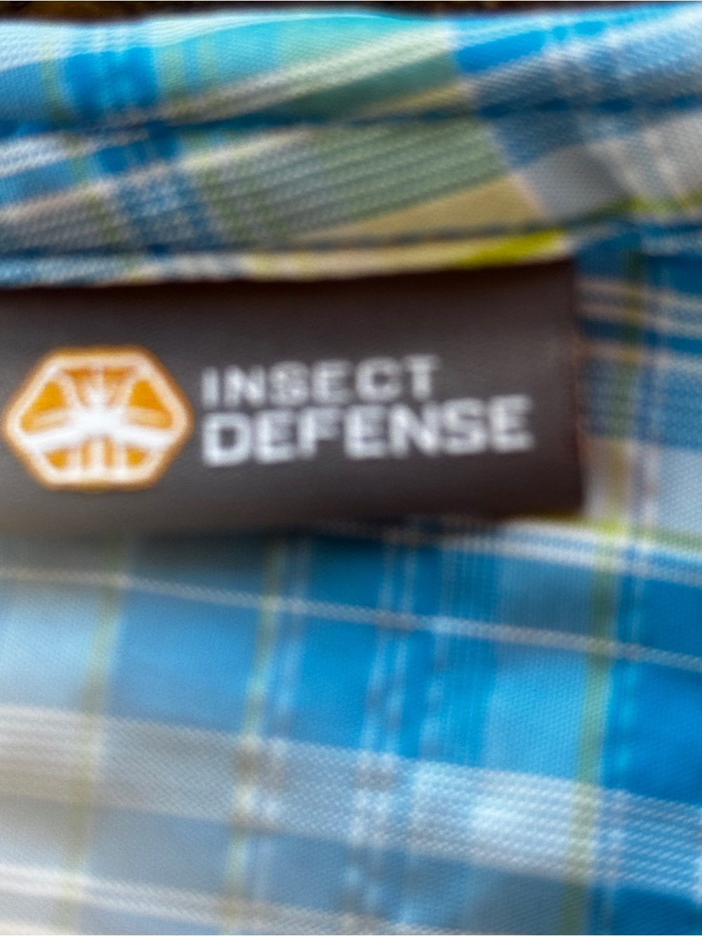 Cabela's  INSECT DEFENCE, NO FLY ZONE, XPG,Blue Plaid Button-Down Shirt. - Picture 7 of 11